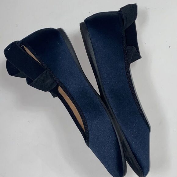 MOSSIMO BALLT FLATS W/ AUHKE STRAP WIDE-WITH WOMEN SHOES SIZE 7 BLACK AND BLUE - Picture 6 of 8